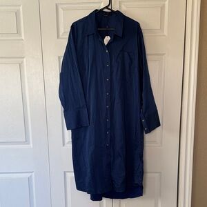 Royal Blue Button-Up Shirt Dress